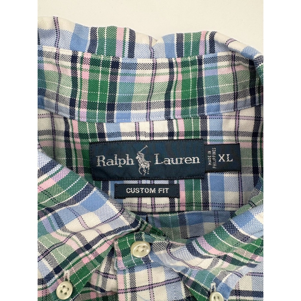 Ralph Lauren VTG Men's Custom Fit Blue Pink Plaid L/S Button Down Shirt, XL - Picture 8 of 8